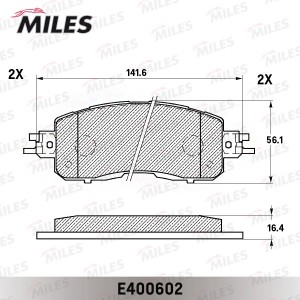 Колодки тормозные передние (Смесь Low-Metallic) NISSAN TEANA III (J33) E400602 E400602 MILES