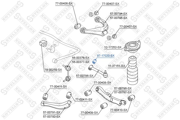 сайлентблок зад. рычага верхн.!\ Subaru Legacy B12 99-03 87-17020-SX STELLOX