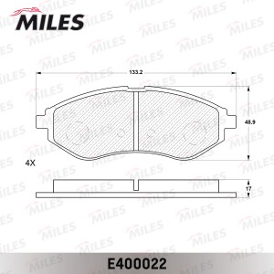 Колодки тормозные передние (без датчика) (Смесь Low-Metallic) (CHEVROLET AVEO (T E400022 MILES