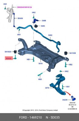 Болт FORD C-Max (10-),Focus (11-) крепления подрамника OE 1 469 210 FORD