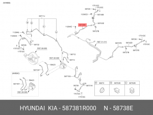 Шланг тормозной HYUNDAI Solaris (11-) задний правый №1 OE 587381R000 HYUNDAI KIA