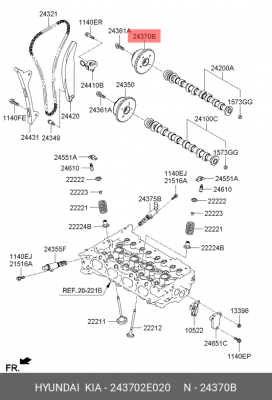 Шестерня HYUNDAI Creta (16-),Elantra (12-) (1.8/2.0) распредвала выпускной OE 243702E020 HYUNDAI KIA
