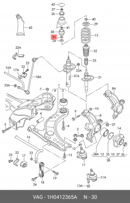 Гайка VW Beetle (99-10) OE 1H0 412 365 A VAG