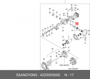 Подшипник хвост задн моста внутр 42030-05600 4203005600 SSANG YONG