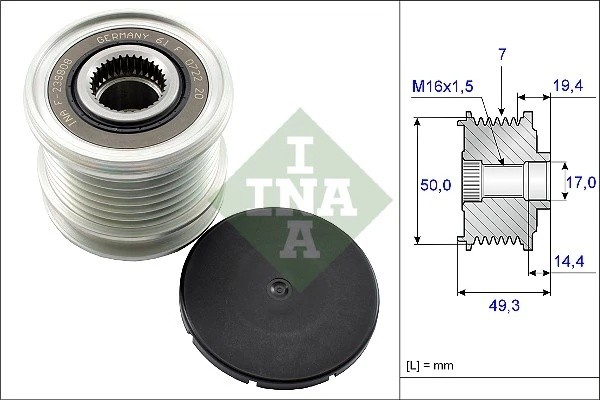 Шкив генератора MERCEDES SPRINTER (906), W212 535014010 535014010 INA