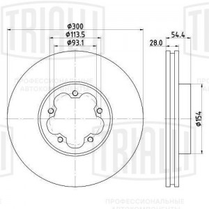 Диск торм. Ford Transit (06-) перед. d=300; thk=28; PCD-5/113.5 (DF 105105)  2шт DF 105105 TRIALLI
