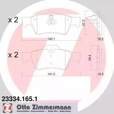 колодки дисковые !задн. 140x57x16 \ MB W211/S211/W220/SL R230 02> 23334.165.1 ZIMMERMANN