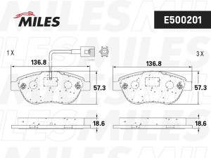 Колодки тормозные передние (Смесь CERAMIC серия PRO) , OPEL CORSA D 06-/Fiat/CIT E500201 MILES