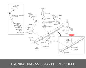 Рессора HYUNDAI Starex H-1 (98-) задняя OE 551004A711 HYUNDAI KIA