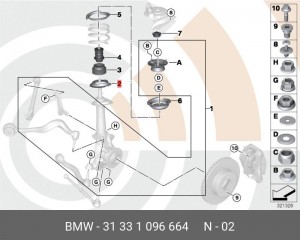Прокладка BMW 3 (E46),5 (E39) пружины передней нижняя OE 31 33 1 096 664 BMW