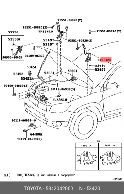 петля капота левая!\ Toyota RAV4 06> 53420-42060 TOYOTA