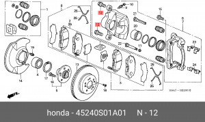 Болт HONDA Accord направляющей суппорта переднего OE 45240S01A01 HONDA