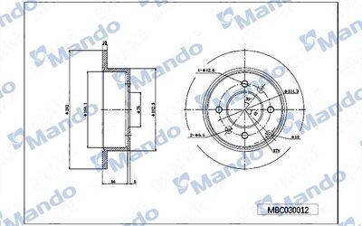 Диск тормозной DAEWOO Matiz (98-) CHEVROLET Spark (05-) передний (1шт.) MANDO MBC030014 MANDO