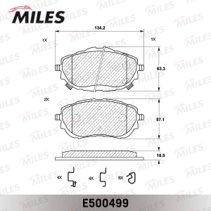 Колодки тормозные передние (Смесь CERAMIC серия PRO) TOYOTA AURIS 12-/COROLLA 13 E500499 MILES