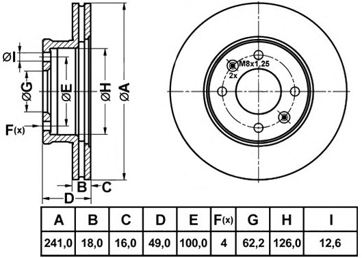 Диск тормозной KIA Picanto (04-) передний (1шт.) NIBK RN11001 NIBK