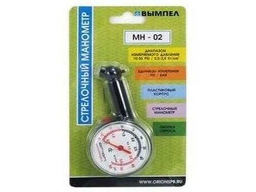манометр! Вымпел МН-02, пластм.корпус, шкала 3.5атм\ 5086 VYMPEL