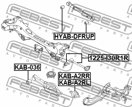 Сайлентблок задн продольного рычага левый HYUNDAI I30 12-15 KAB-A2RL KAB-A2RL FEBEST