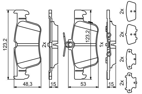 Колодки тормозные дисковые задние 0986494839 0986494839 BOSCH