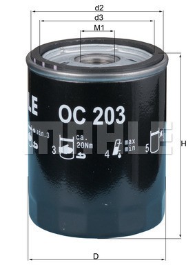 Фильтр масляный OC203 MAHLE KNECHT