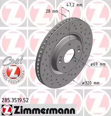 диск тормозной !Sport перед. 320x28/47-5x114 \ Hyundai i40 1.6/2.0/1.7CRDi 11> 285.3519.52 ZIMMERMANN