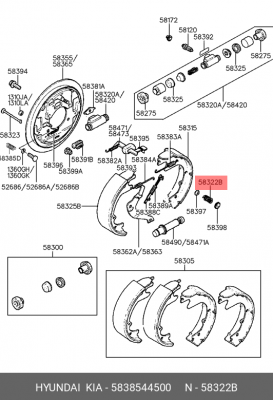 Пружина HYUNDAI H-100 колодок тормозных OE 5838544500 HYUNDAI KIA