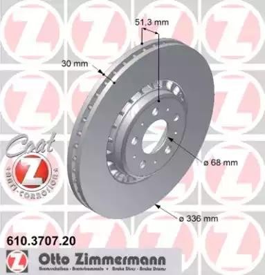 диск тормозной !перед. 336x30/51-5x108 \ Volvo XC 90 2.5T/D5/T6 02> 610.3707.20 ZIMMERMANN