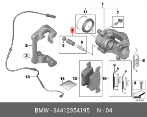 рем. комплект направляющих суппорта!\ BMW F20 LCI/F21/F22/F23/F30/F31 34 41 2 354 195 BMW