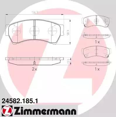 колодки дисковые !перед. 137x59x18 \ Mazda 6 1.8/2.0/2.5 07> 245821851 ZIMMERMANN