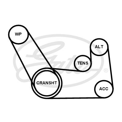 Ремень поликлиновой (8653-10847) 6PK970XS 6PK970XS GATES