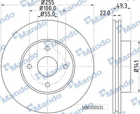 Диск тормозной  2шт MBC030132 MANDO