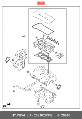Комплект прокладок двигателя 209102BG02 HYUNDAI KIA