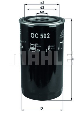 фильтр масляный! H173.5 D93.2 d62/72 M27x2\ CUMMINS, DAF, IVECO OC502 MAHLE KNECHT