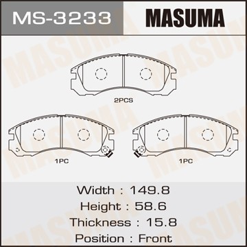 колодки дисковые !передние\ Mitsubishi Galant 2.0/2.5 89>/L200 2.5D/TD 96> MS3233 MASUMA