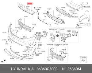 Накладка KIA Sorento (15-) решетки радиатора OE 86360C5000 HYUNDAI