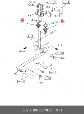 Термостат ISUZU NQR90,75,71,NPR75 (4HK1) (85°) OE 8-97300-787-2 ISUZU