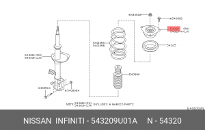 опора амортизатора переднего правого!\ Nissan Note 1.4/1.6/1.5DCi 06> 54320-9U01A NISSAN