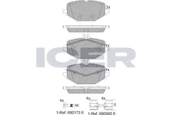Колодки тормозные MERCEDES GLS (X167) задние (4шт.) ICER 182371203 ICER