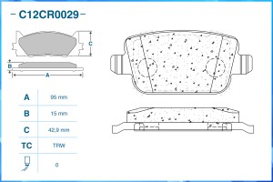 Тормозные колодки задние Low Metallic C12CR0029 C12CR0029 CWORKS
