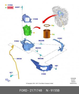 фильтр топлевный элемент!\ Ford Kuga 2.0D/Mondeo 1.5D 2171748 FORD