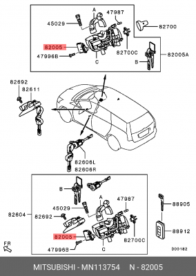 Группа контактная замка зажигания MITSUBISHI OE MN113754 MITSUBISHI