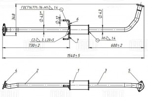Глушитель Hyundai i30 (07-) 1.4i/1.6i хэтчбек доп. (резонатор) (2 фл.) (алюм. ст EAM 0361 TRIALLI