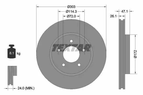 Диск тормозной FORD Maverick (01-08) передний (1шт.) TEXTAR 92197703 TEXTAR