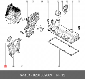 RENAULT LOGAN (2005-2014) Заглушка крышки ГРМ 8201052009 RENAULT