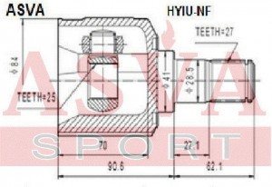 ШРУС внутренний HYUNDAI Sonata NF комплект ASVA HYIU-NF ASVA