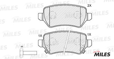 Колодки тормозные задние (без датчика + болты) (Смесь Semi-Metallic) (OPEL ASTRA E110057 MILES