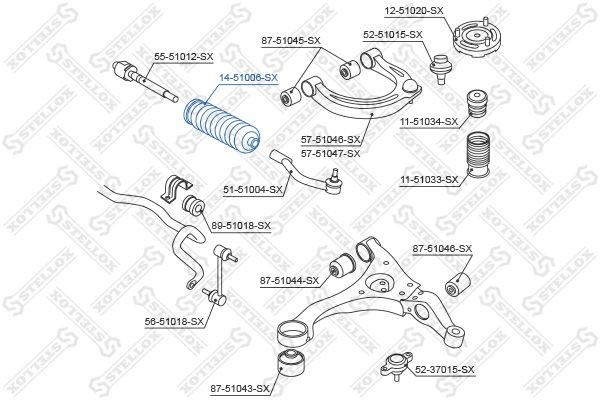 пыльник рейки рулевой!\ Hyundai Sonata 2.4 04> 14-51006-SX STELLOX