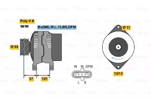 Генератор RENAULT Magnum дв.DXI VOLVO FH,FM (28V 80A) BOSCH 0 986 046 290 BOSCH