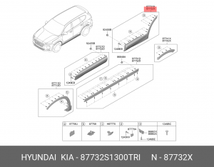 Молдинг HYUNDAI Santa Fe (18-) двери задней правой (DARK CR COAT'G) OE 87732S1300TRI HYUNDAI KIA