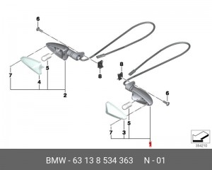 63138534363 Фонарь указателя поворота Л Пд 63 13 8 534 363 BMW