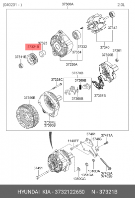 Шкив генератора 3732122650 HYUNDAI KIA